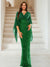 Sheath/Column V-Neck Half Sleeves Floor-Length Mother of the Bride Dresses With Sequins