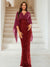 Sheath/Column V-Neck Half Sleeves Floor-Length Mother of the Bride Dresses With Sequins