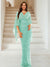 Sheath/Column V-Neck Half Sleeves Floor-Length Mother of the Bride Dresses With Sequins