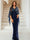 Sheath/Column V-Neck Half Sleeves Floor-Length Mother of the Bride Dresses With Sequins