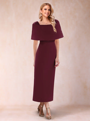 Sheath/Column Off-the-Shoulder Ankle-Length Mother of the Bride Dresses With Rhinestone