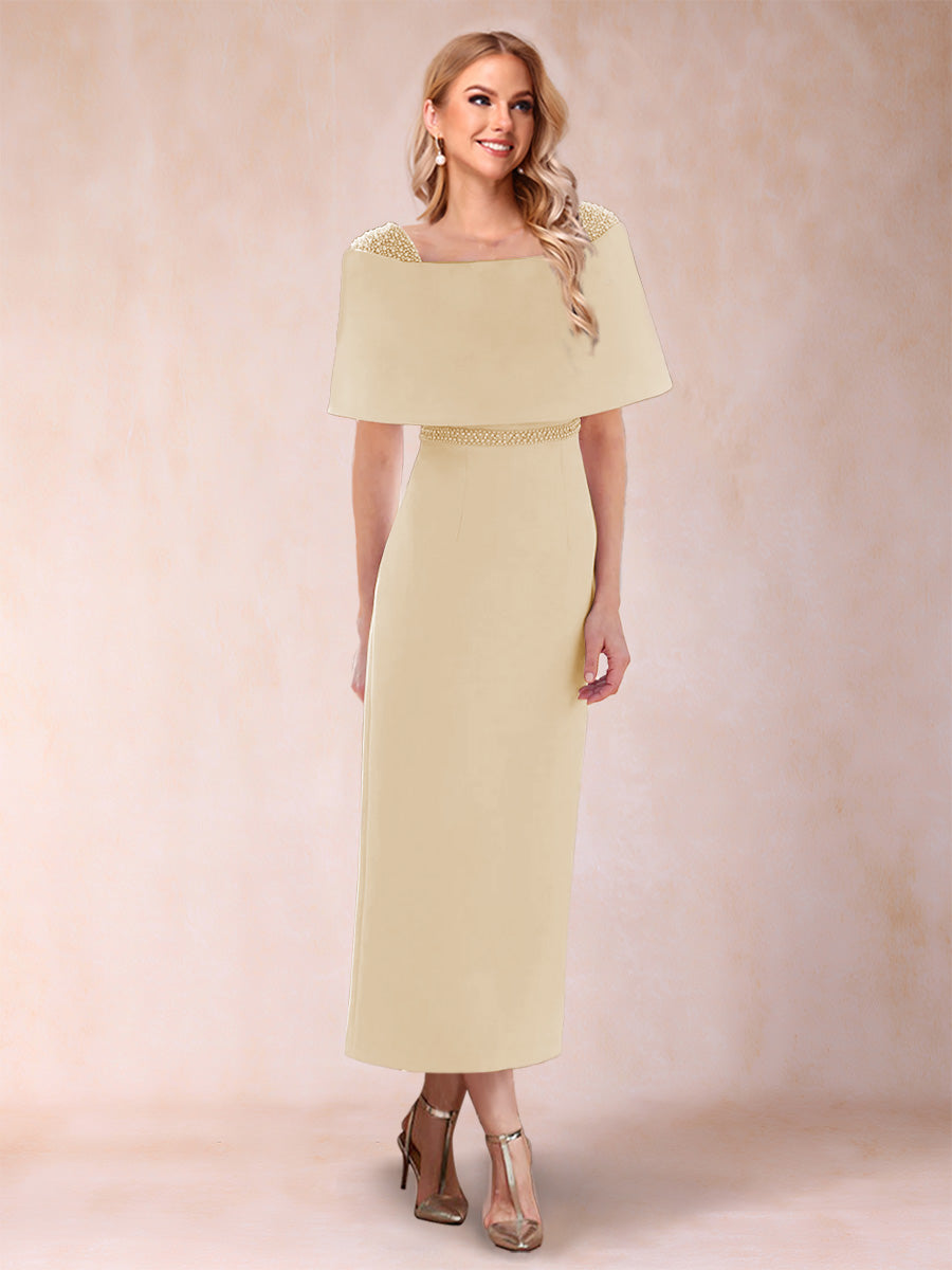 Sheath/Column Off-the-Shoulder Ankle-Length Mother of the Bride Dresses With Rhinestone