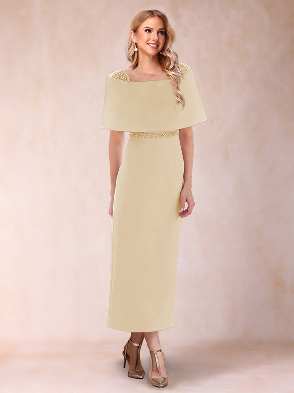 Sheath/Column Off-the-Shoulder Ankle-Length Mother of the Bride Dresses With Rhinestone