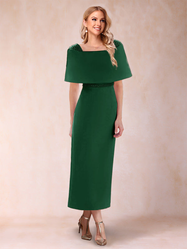 Sheath/Column Off-the-Shoulder Ankle-Length Mother of the Bride Dresses With Rhinestone