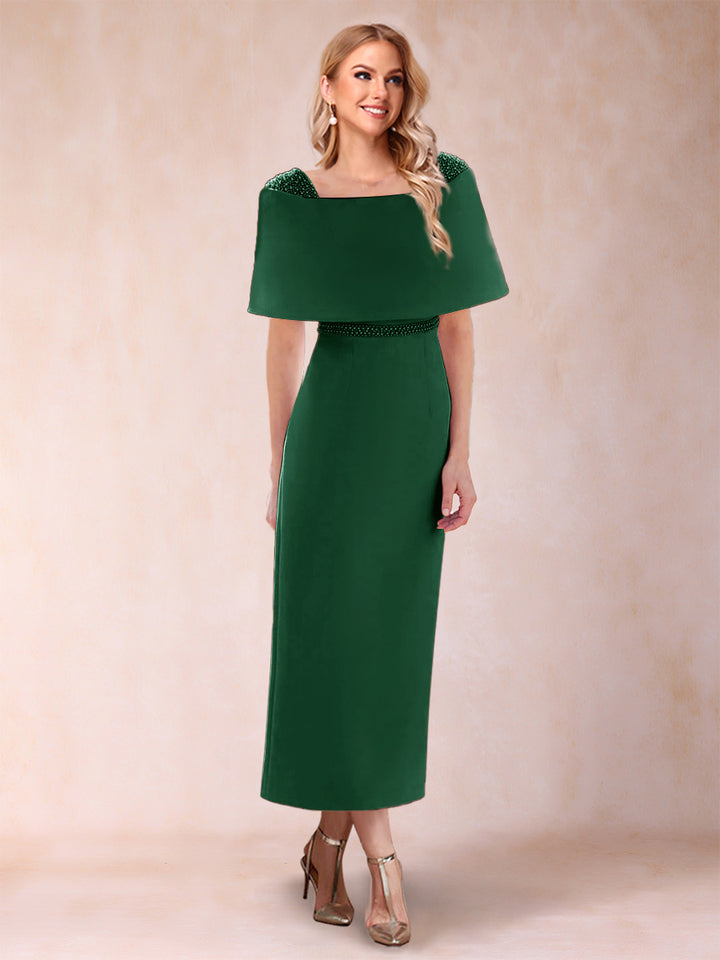 Sheath/Column Off-the-Shoulder Ankle-Length Mother of the Bride Dresses With Rhinestone