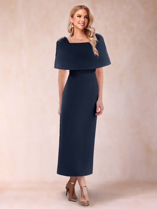 Sheath/Column Off-the-Shoulder Ankle-Length Mother of the Bride Dresses With Rhinestone