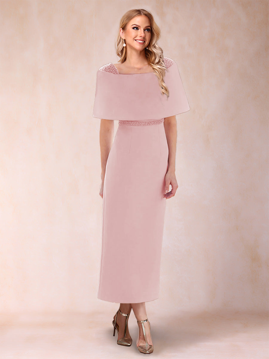 Sheath/Column Off-the-Shoulder Ankle-Length Mother of the Bride Dresses With Rhinestone