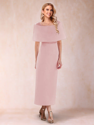 Sheath/Column Off-the-Shoulder Ankle-Length Mother of the Bride Dresses With Rhinestone