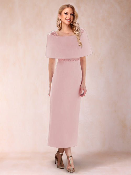 Sheath/Column Off-the-Shoulder Ankle-Length Mother of the Bride Dresses With Rhinestone