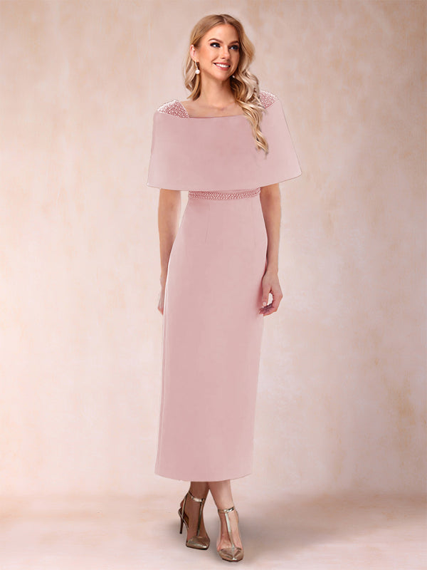 Sheath/Column Off-the-Shoulder Ankle-Length Mother of the Bride Dresses With Rhinestone