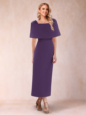 Sheath/Column Off-the-Shoulder Ankle-Length Mother of the Bride Dresses With Rhinestone