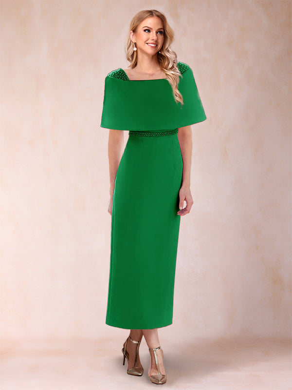 Sheath/Column Off-the-Shoulder Ankle-Length Mother of the Bride Dresses With Rhinestone