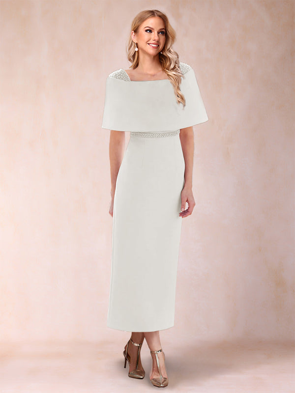 Sheath/Column Off-the-Shoulder Ankle-Length Mother of the Bride Dresses With Rhinestone