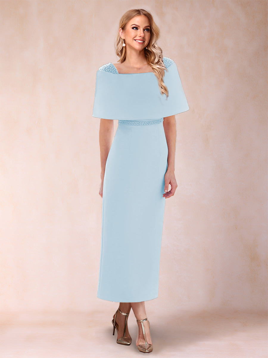 Sheath/Column Off-the-Shoulder Ankle-Length Mother of the Bride Dresses With Rhinestone