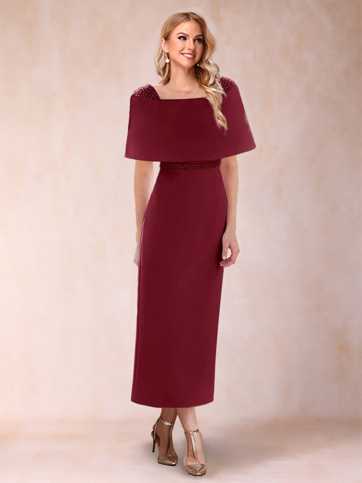 Sheath/Column Off-the-Shoulder Ankle-Length Mother of the Bride Dresses With Rhinestone