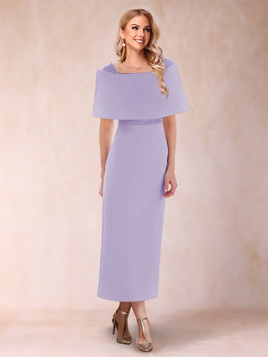 Sheath/Column Off-the-Shoulder Ankle-Length Mother of the Bride Dresses With Rhinestone