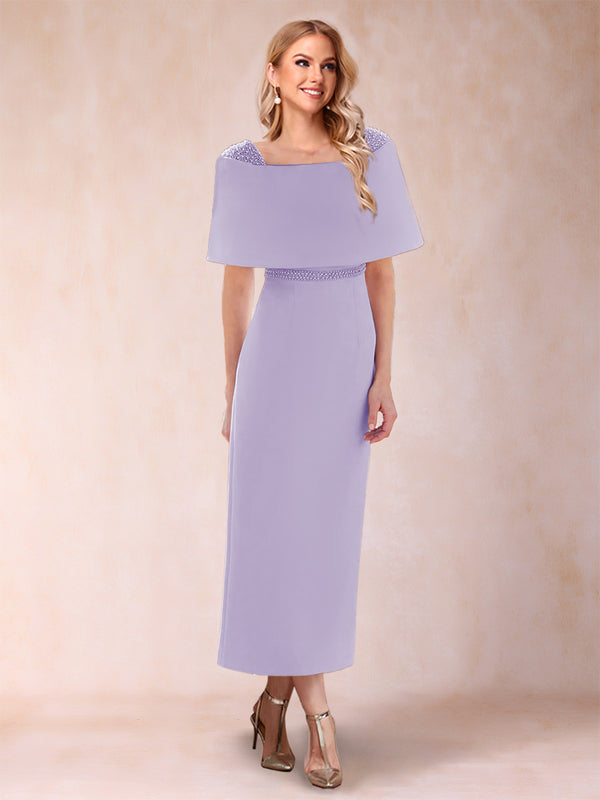 Sheath/Column Off-the-Shoulder Ankle-Length Mother of the Bride Dresses With Rhinestone