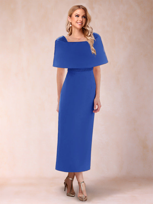 Sheath/Column Off-the-Shoulder Ankle-Length Mother of the Bride Dresses With Rhinestone