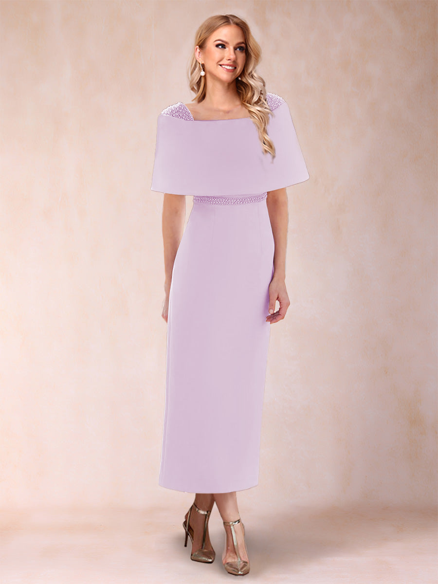 Sheath/Column Off-the-Shoulder Ankle-Length Mother of the Bride Dresses With Rhinestone