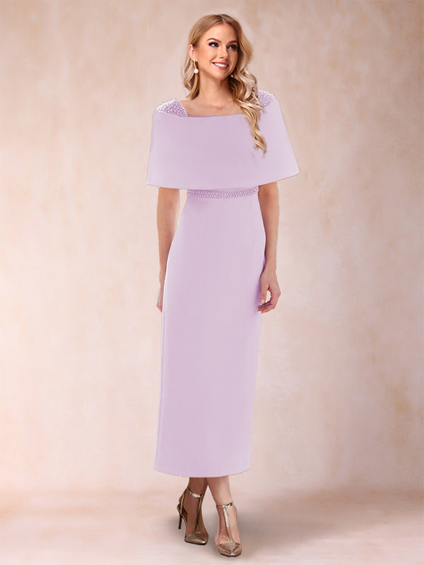 Sheath/Column Off-the-Shoulder Ankle-Length Mother of the Bride Dresses With Rhinestone