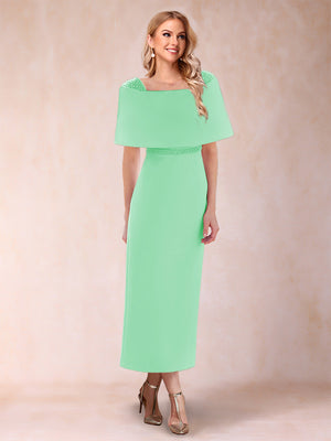 Sheath/Column Off-the-Shoulder Ankle-Length Mother of the Bride Dresses With Rhinestone