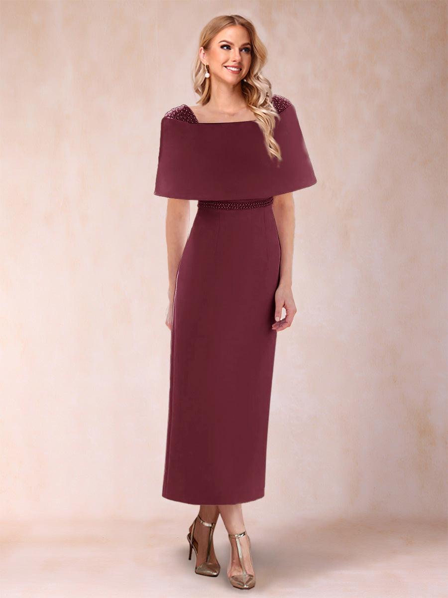 Sheath/Column Off-the-Shoulder Ankle-Length Mother of the Bride Dresses With Rhinestone