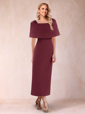 Sheath/Column Off-the-Shoulder Ankle-Length Mother of the Bride Dresses With Rhinestone