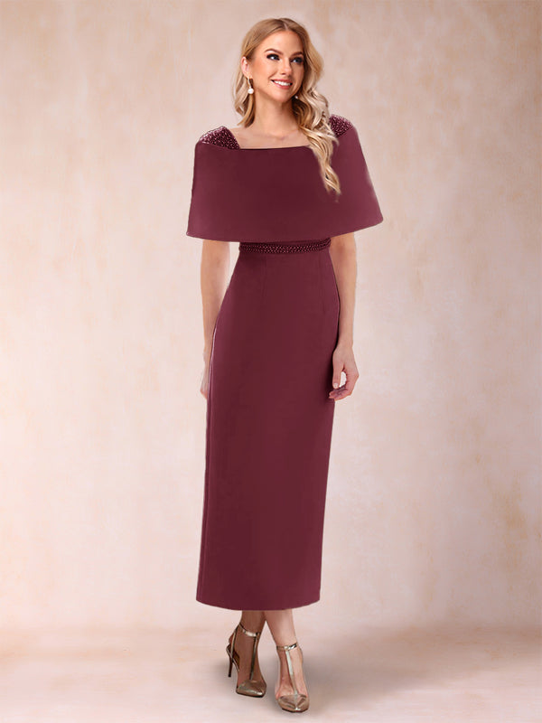 Sheath/Column Off-the-Shoulder Ankle-Length Mother of the Bride Dresses With Rhinestone