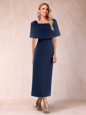 Sheath/Column Off-the-Shoulder Ankle-Length Mother of the Bride Dresses With Rhinestone