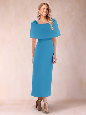 Sheath/Column Off-the-Shoulder Ankle-Length Mother of the Bride Dresses With Rhinestone