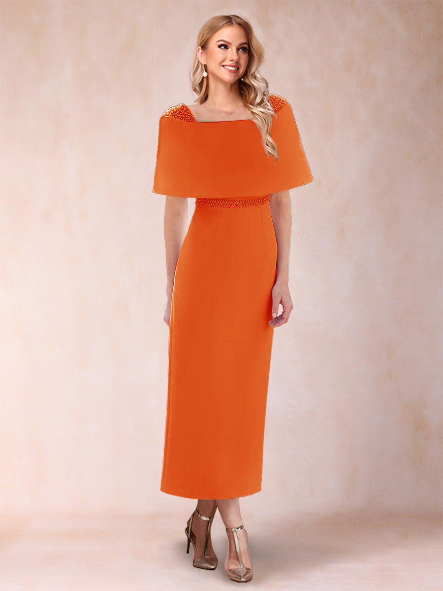 Sheath/Column Off-the-Shoulder Ankle-Length Mother of the Bride Dresses With Rhinestone