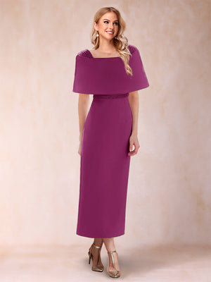 Sheath/Column Off-the-Shoulder Ankle-Length Mother of the Bride Dresses With Rhinestone