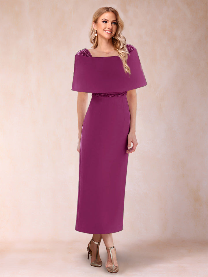 Sheath/Column Off-the-Shoulder Ankle-Length Mother of the Bride Dresses With Rhinestone