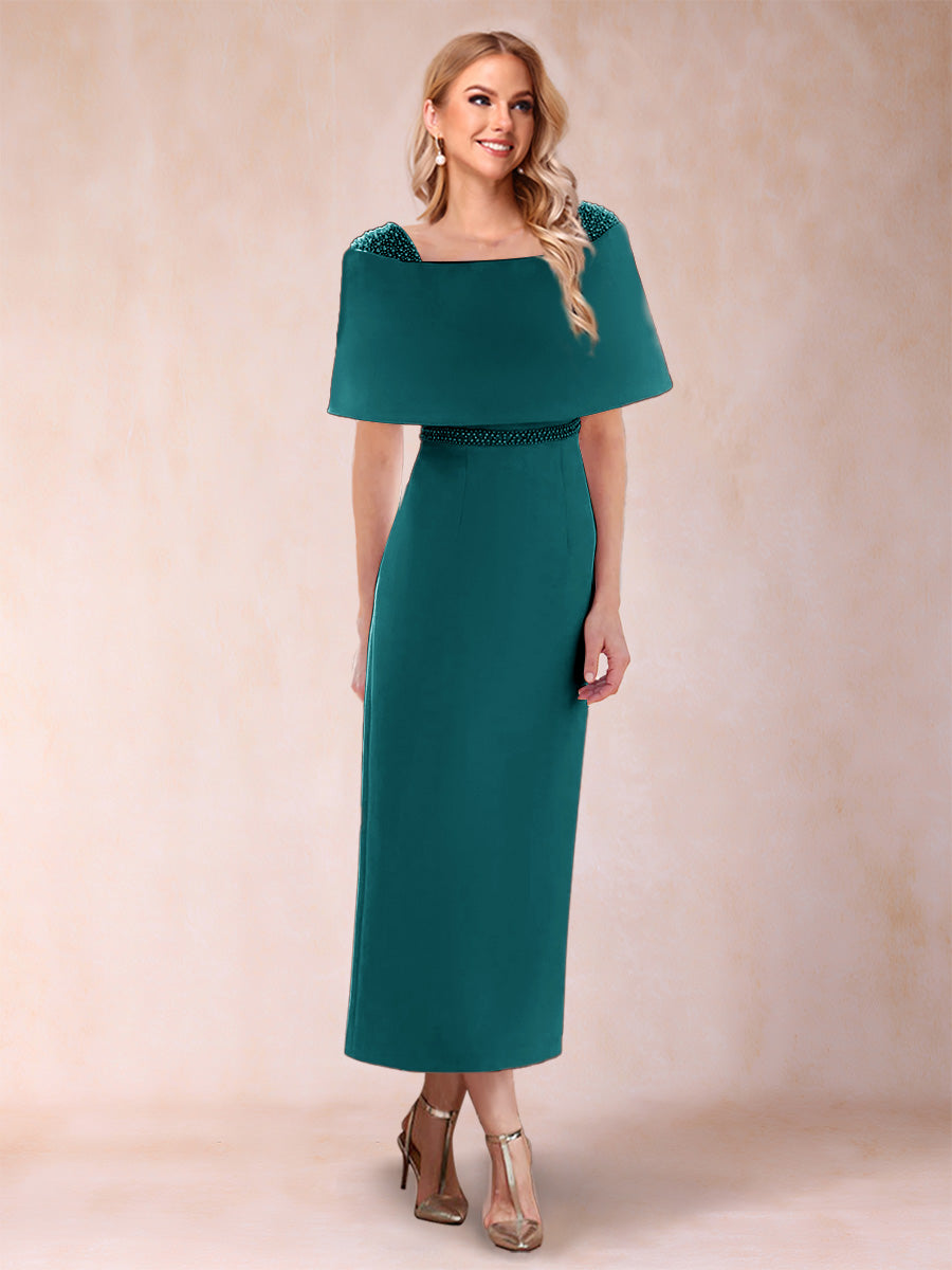 Sheath/Column Off-the-Shoulder Ankle-Length Mother of the Bride Dresses With Rhinestone