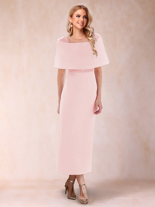 Sheath/Column Off-the-Shoulder Ankle-Length Mother of the Bride Dresses With Rhinestone