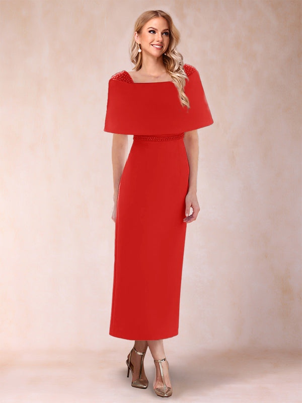 Sheath/Column Off-the-Shoulder Ankle-Length Mother of the Bride Dresses With Rhinestone