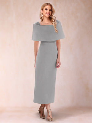 Sheath/Column Off-the-Shoulder Ankle-Length Mother of the Bride Dresses With Rhinestone