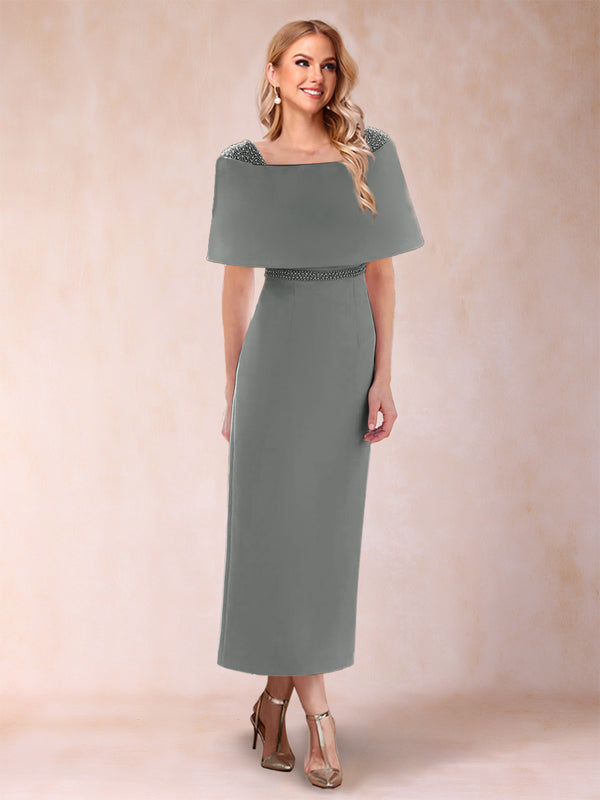 Sheath/Column Off-the-Shoulder Ankle-Length Mother of the Bride Dresses With Rhinestone