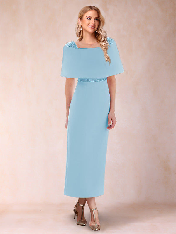 Sheath/Column Off-the-Shoulder Ankle-Length Mother of the Bride Dresses With Rhinestone