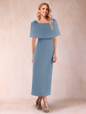 Sheath/Column Off-the-Shoulder Ankle-Length Mother of the Bride Dresses With Rhinestone