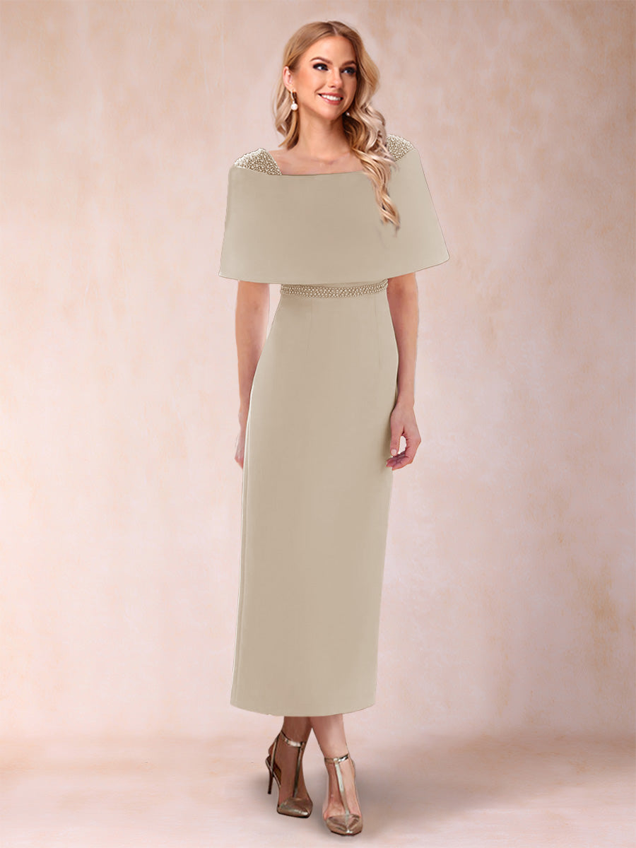 Sheath/Column Off-the-Shoulder Ankle-Length Mother of the Bride Dresses With Rhinestone