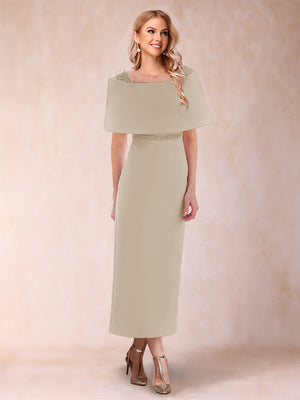 Sheath/Column Off-the-Shoulder Ankle-Length Mother of the Bride Dresses With Rhinestone