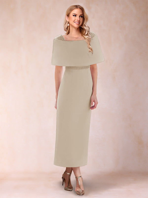 Sheath/Column Off-the-Shoulder Ankle-Length Mother of the Bride Dresses With Rhinestone