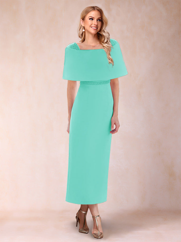 Sheath/Column Off-the-Shoulder Ankle-Length Mother of the Bride Dresses With Rhinestone