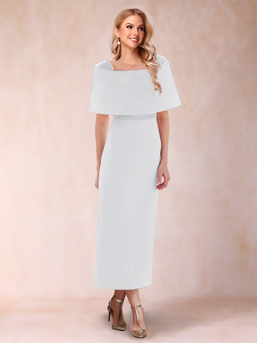 Sheath/Column Off-the-Shoulder Ankle-Length Mother of the Bride Dresses With Rhinestone