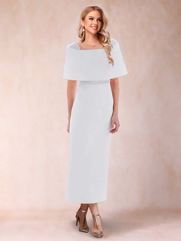 Sheath/Column Off-the-Shoulder Ankle-Length Mother of the Bride Dresses With Rhinestone