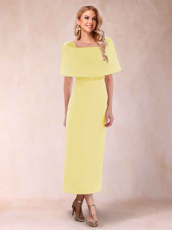 Sheath/Column Off-the-Shoulder Ankle-Length Mother of the Bride Dresses With Rhinestone