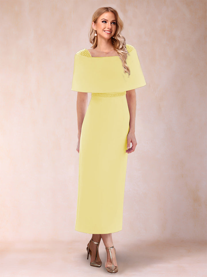 Sheath/Column Off-the-Shoulder Ankle-Length Mother of the Bride Dresses With Rhinestone