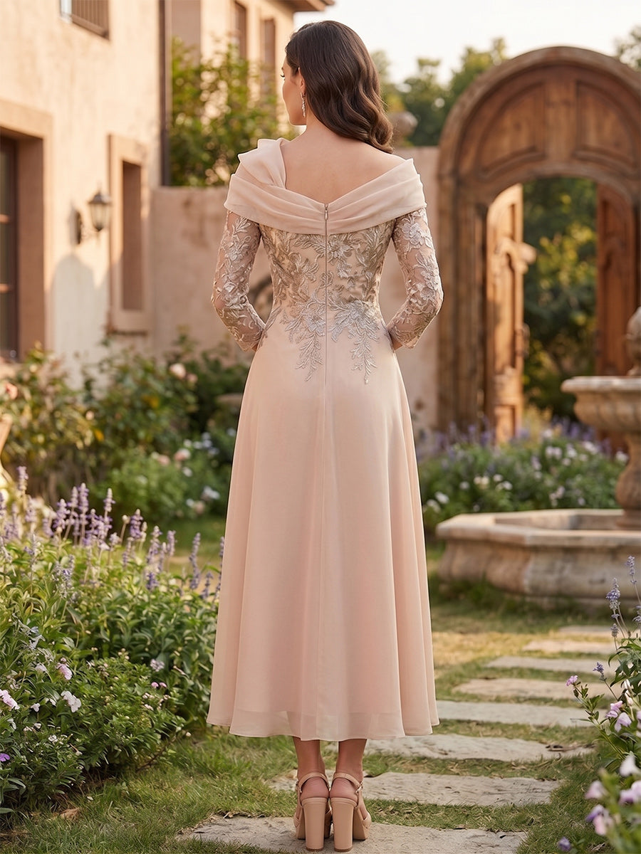Lavetir Green A-Line/Princess Off-the-Shoulder Ankle-Length Mother of the Bride Dresses With Bow(s) & Appliques 2025