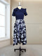 A-Line/Princess Scoop Short Sleeves Asymmetrical Mother of the Bride Dresses With Printed Flower